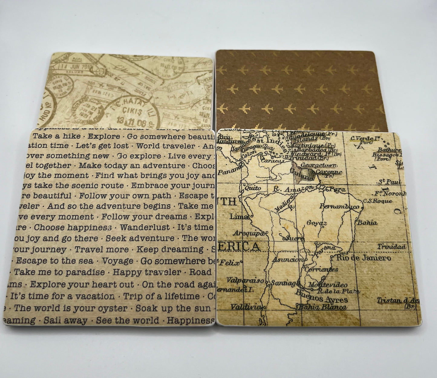 4" x 4" Travel Theme Ceramic Coaster Set of 4